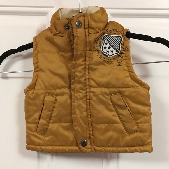 Calvin Klein Other - Calvin Klein Jeans Infant Tan Puffer Vest - Size 6/9 Mos